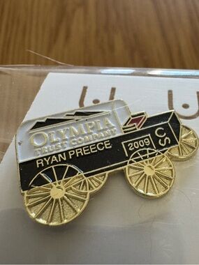 Vintage Calgary Stampede Pin Olympia Trust Company Ryan Preece - Black & Gold